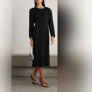 DRIES VAN NOTEN Size FR34 US2 Crystal-embellished crepe black midi dress